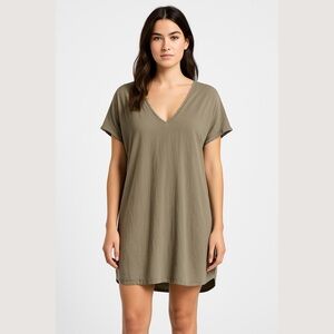 Cali Dreaming Olive Green Short Sleeve N-Neck Dress